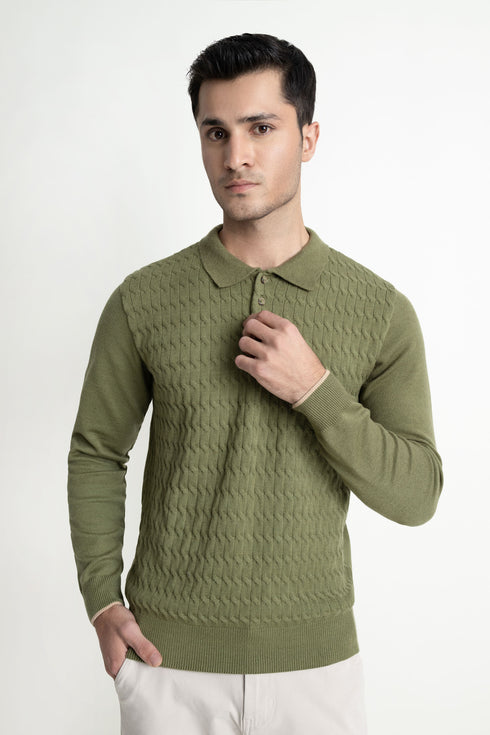 The Regular Fit Olive Polo Sweater